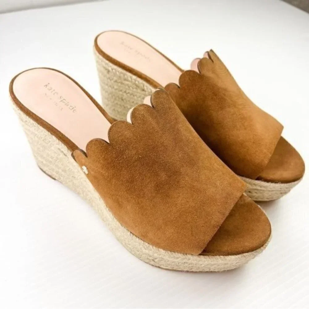 Kate Spade New York Brown Leather Tabby Sandal Espadrille women's size 10